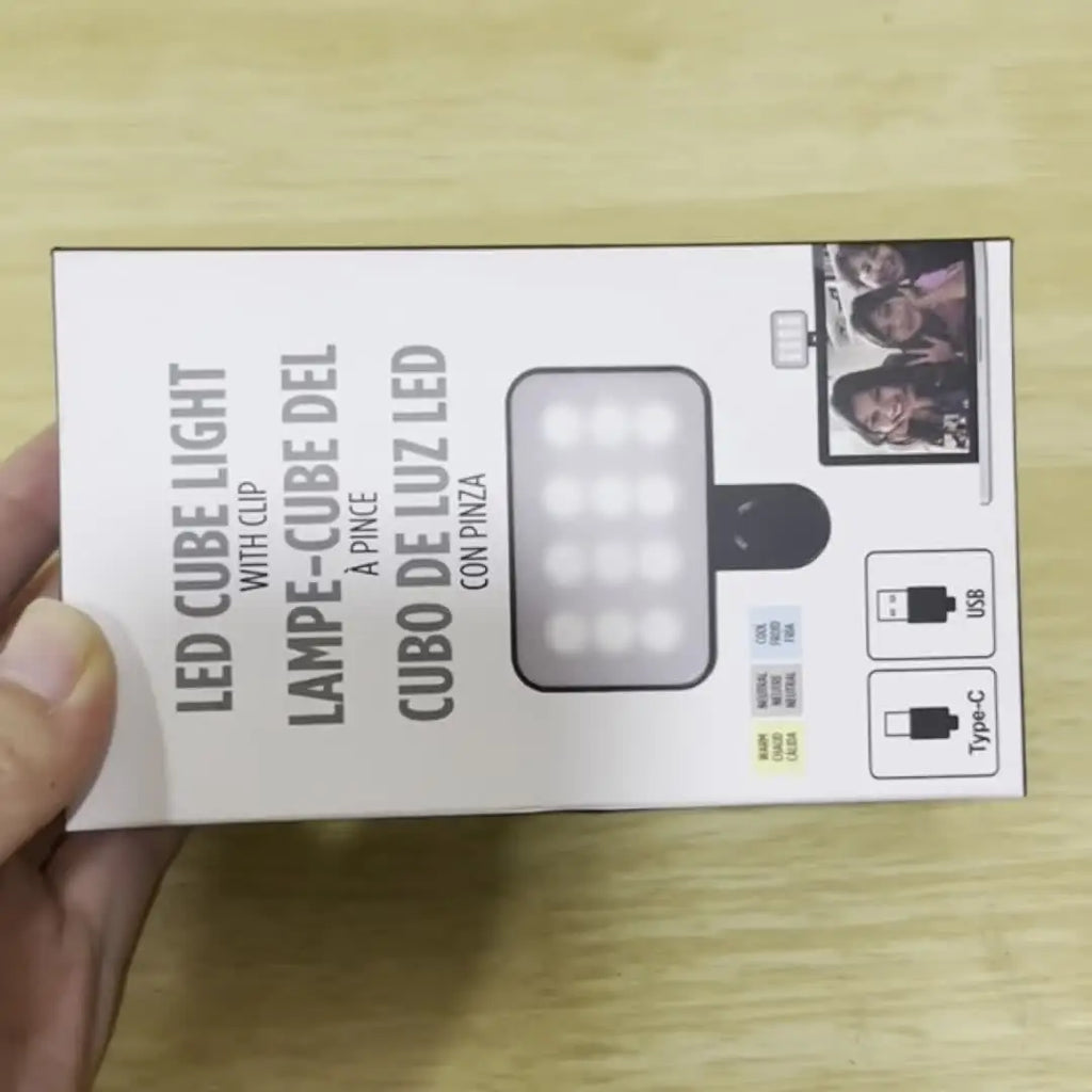 Portable Rechargeable Selfie Fill Light – Clip-On LED Light with 3 Color Modes