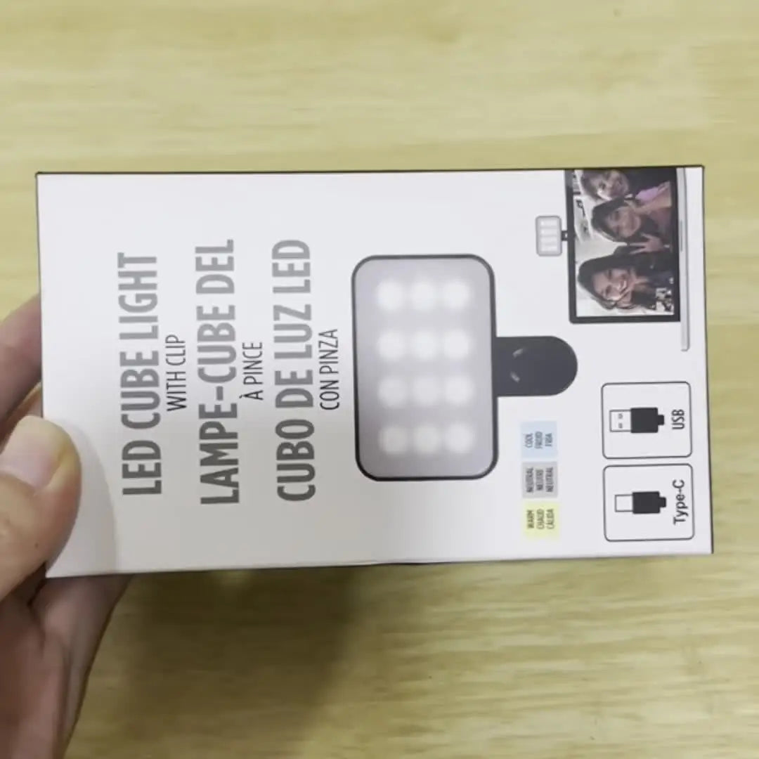 Portable Rechargeable Selfie Fill Light – Clip-On LED Light with 3 Color Modes