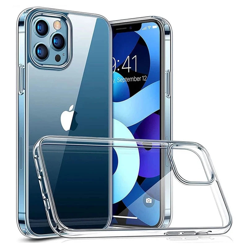 Clear Protective Phone Case for iPhone 7–15 Series – Soft TPU Full-Coverage Anti-Scratch & Dust-Resistant Back Cover