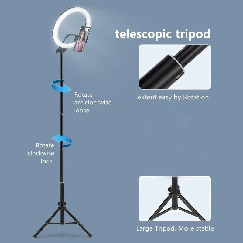 AURELLE LED Ring Light with Tripod Stand – 26/33cm USB Selfie & Photography Light
