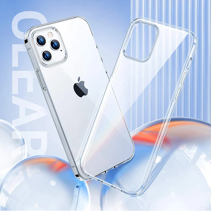 Clear Protective Phone Case for iPhone 7–15 Series – Soft TPU Full-Coverage Anti-Scratch & Dust-Resistant Back Cover