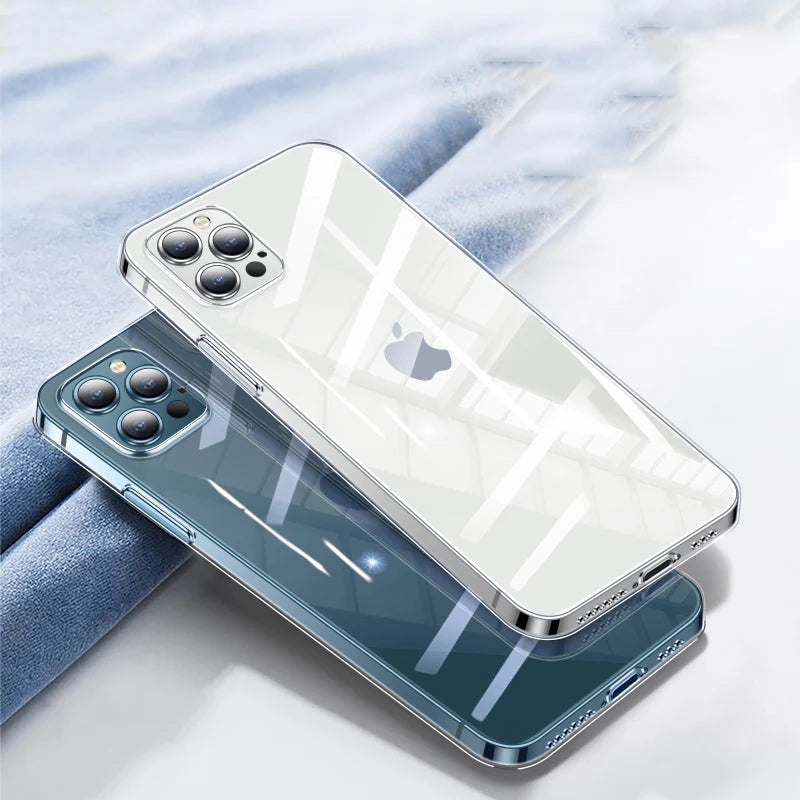 Clear Protective Phone Case for iPhone 7–15 Series – Soft TPU Full-Coverage Anti-Scratch & Dust-Resistant Back Cover