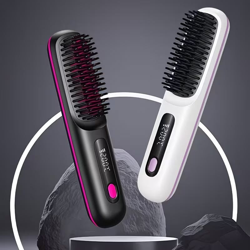 Cordless USB Rechargeable Hair Straightening Brush