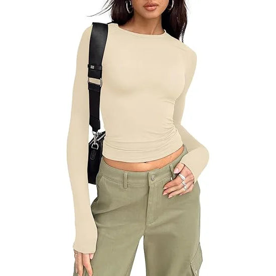 Women’s Long Sleeve Slim Fit Crew Neck Top