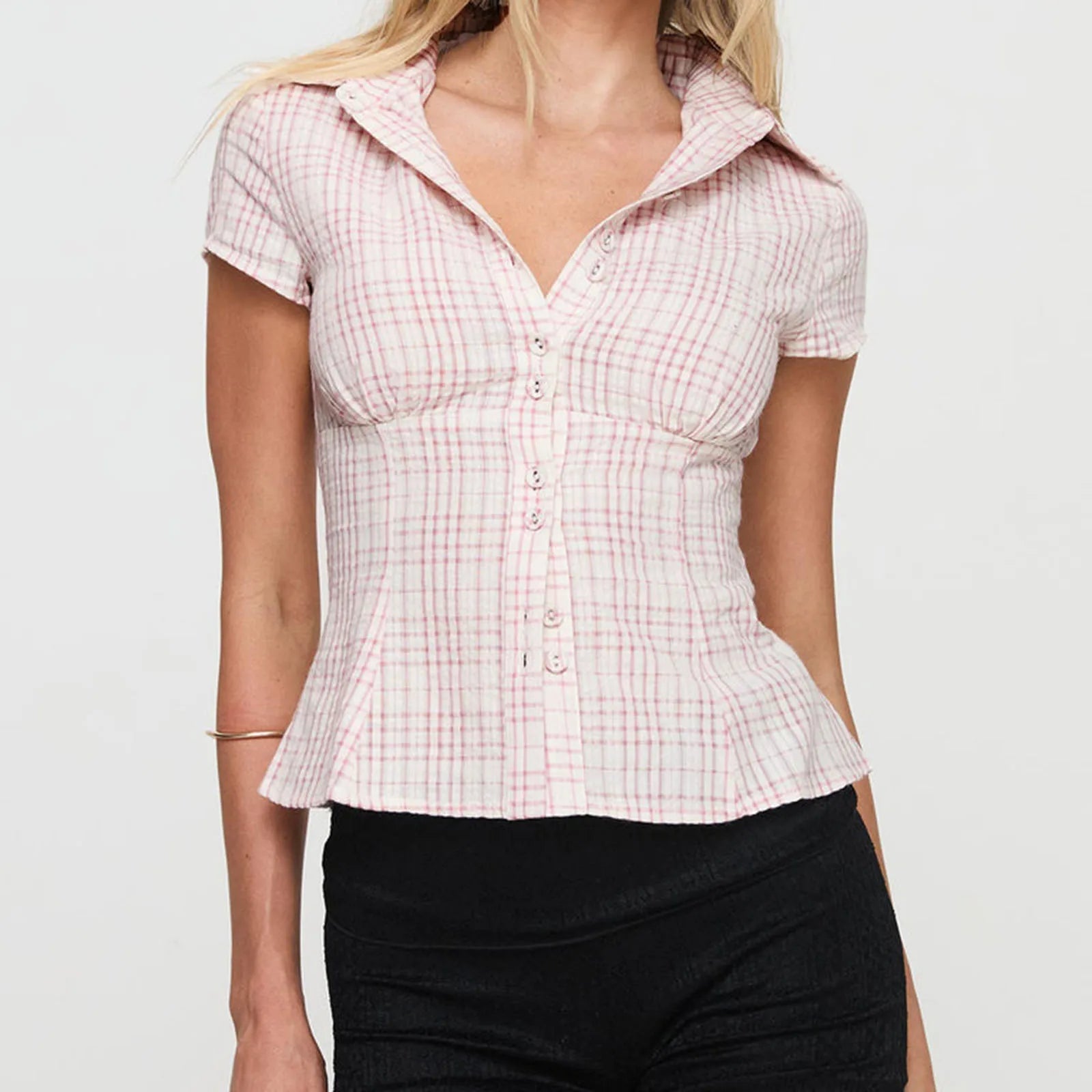 Women’s Y2K Plaid Button-Down Shirt