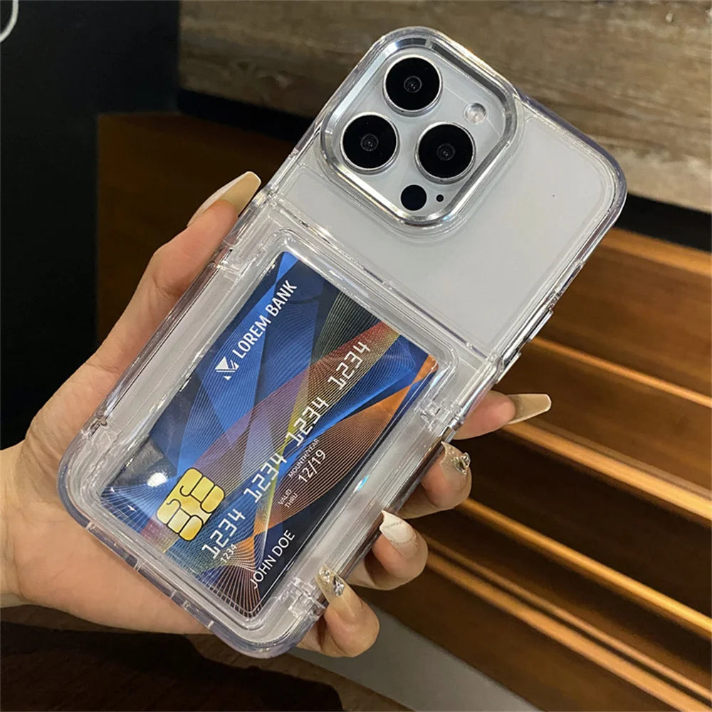 Clear Card Holder Phone Case – Shockproof Wallet Case for iPhone