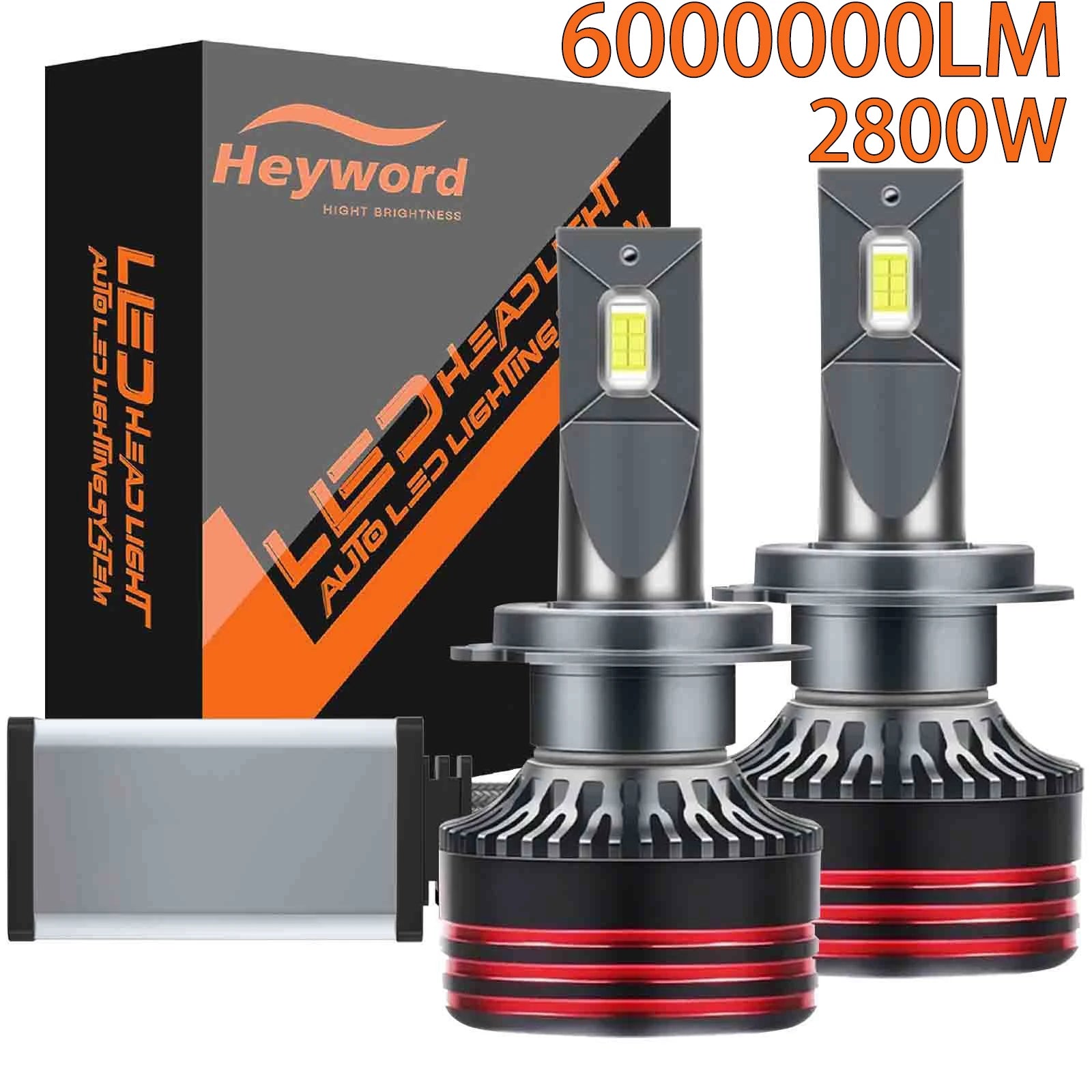 Heyword 2800W 6000000LM PLUS H7 H11 H1 H4 Led Headlight Bulb 6000K LED HB3 HB4 Double Copper Tube Led Light Kit for Car 12V 2PCS