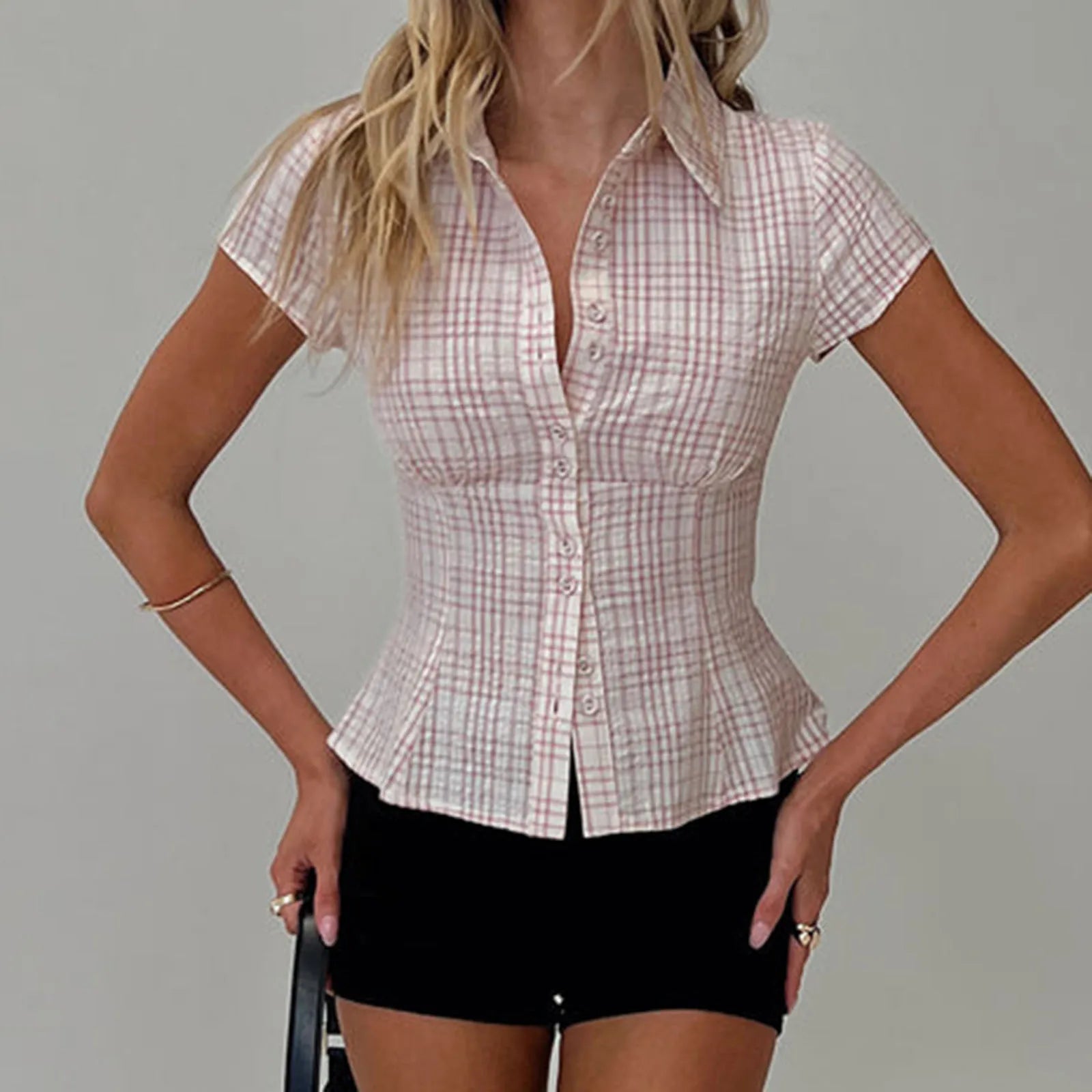 Women’s Y2K Plaid Button-Down Shirt