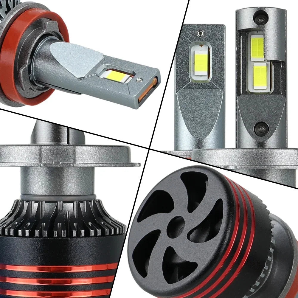 Heyword 2800W 6000000LM PLUS H7 H11 H1 H4 Led Headlight Bulb 6000K LED HB3 HB4 Double Copper Tube Led Light Kit for Car 12V 2PCS
