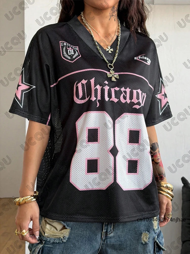 Women’s Chicago No. 88 Oversized Football Jersey T-Shirt