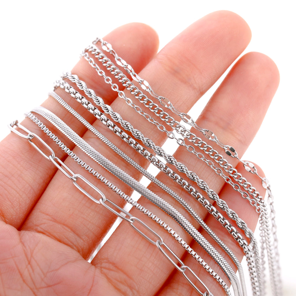 5-Piece 18K Gold PVD Stainless Steel Chain Necklace Set
