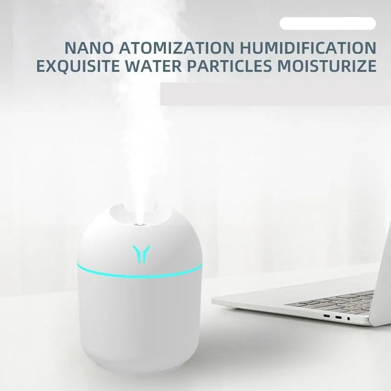 250ML USB Mini Air Humidifier & Essential Oil Diffuser – Quiet Portable Mist Humidifier for Home, Office & Car