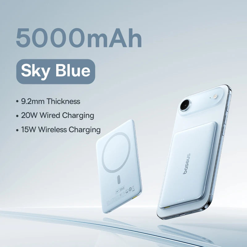 Baseus 5000mAh Magnetic Power Bank | 15W Wireless & 20W USB-C Fast Charging