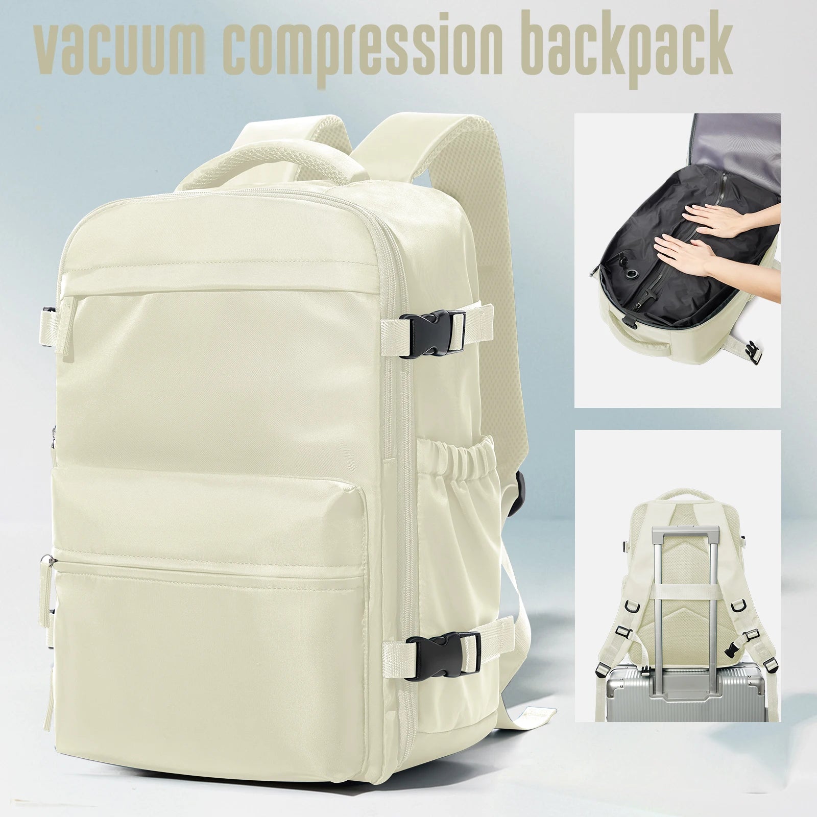 FLCC Vacuum Compression Travel Backpack – Expandable Laptop Backpack with Optional Vacuum Pump