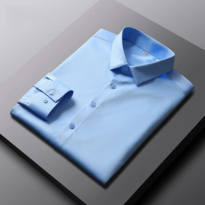 AURELLE Men's Long Sleeve Wrinkle-Resistant Casual Shirt – Business Casual Style