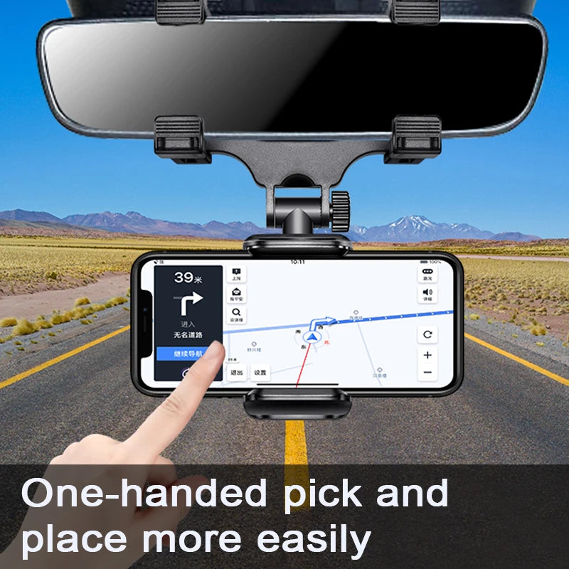 SEAMETAL Rearview Mirror Phone Holder – 360° Adjustable Car Navigation Mount
