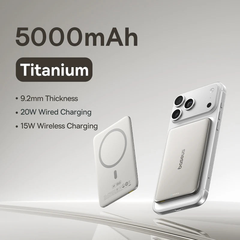 Baseus 5000mAh Magnetic Power Bank | 15W Wireless & 20W USB-C Fast Charging
