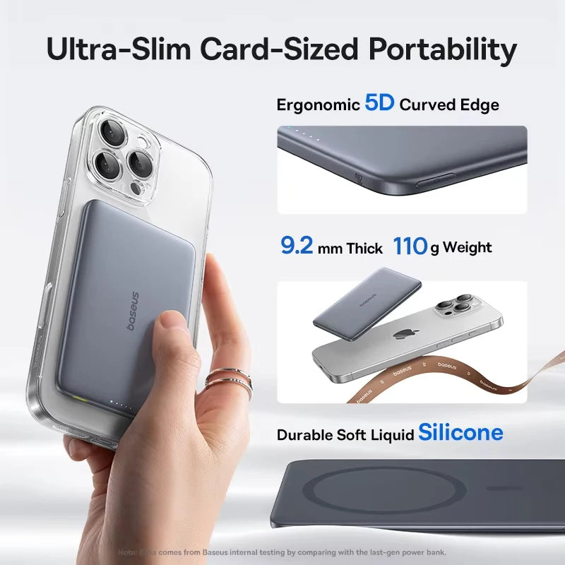 Baseus 5000mAh Magnetic Power Bank | 15W Wireless & 20W USB-C Fast Charging