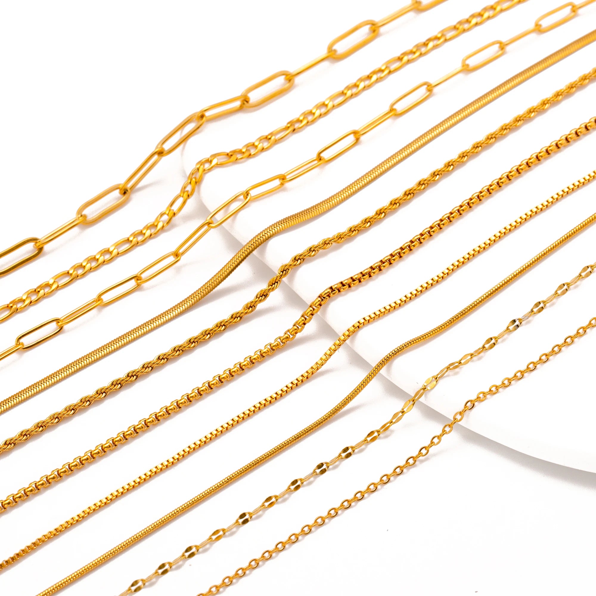 5-Piece 18K Gold PVD Stainless Steel Chain Necklace Set