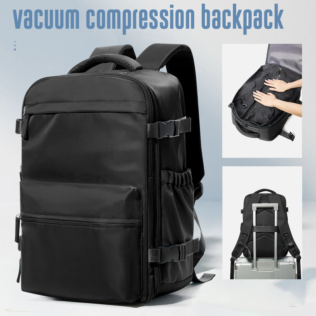 FLCC Vacuum Compression Travel Backpack – Expandable Laptop Backpack with Optional Vacuum Pump