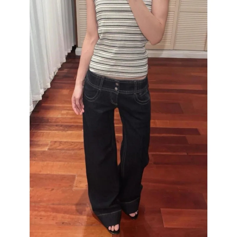 Women's High-Waisted Wide Leg Jeans – Relaxed Straight Denim Pants