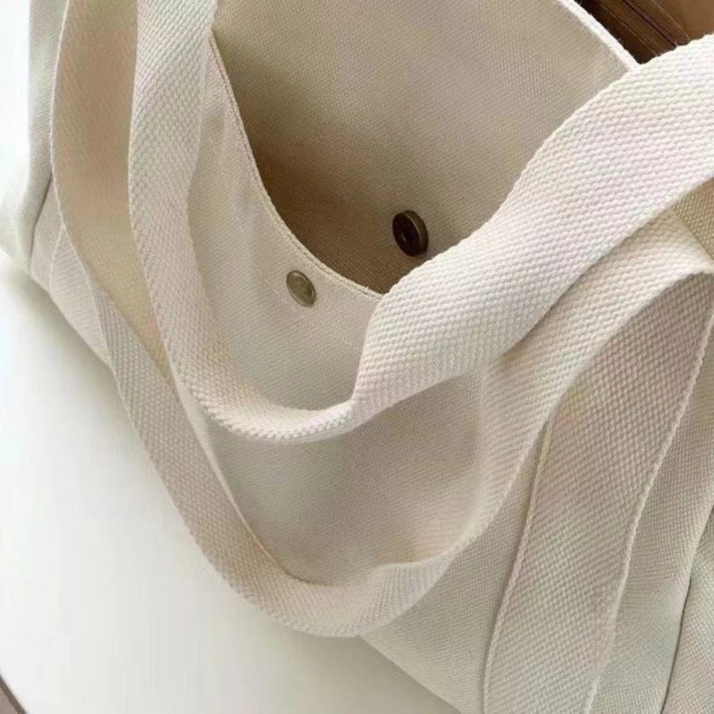 Large Canvas Tote Bag – Zipper Shoulder Bag for Work, College & Everyday Use