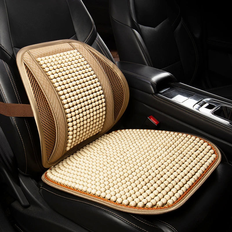 Wooden Bead Car Seat Cushion – Breathable Summer Seat Cover for Cars & SUVs