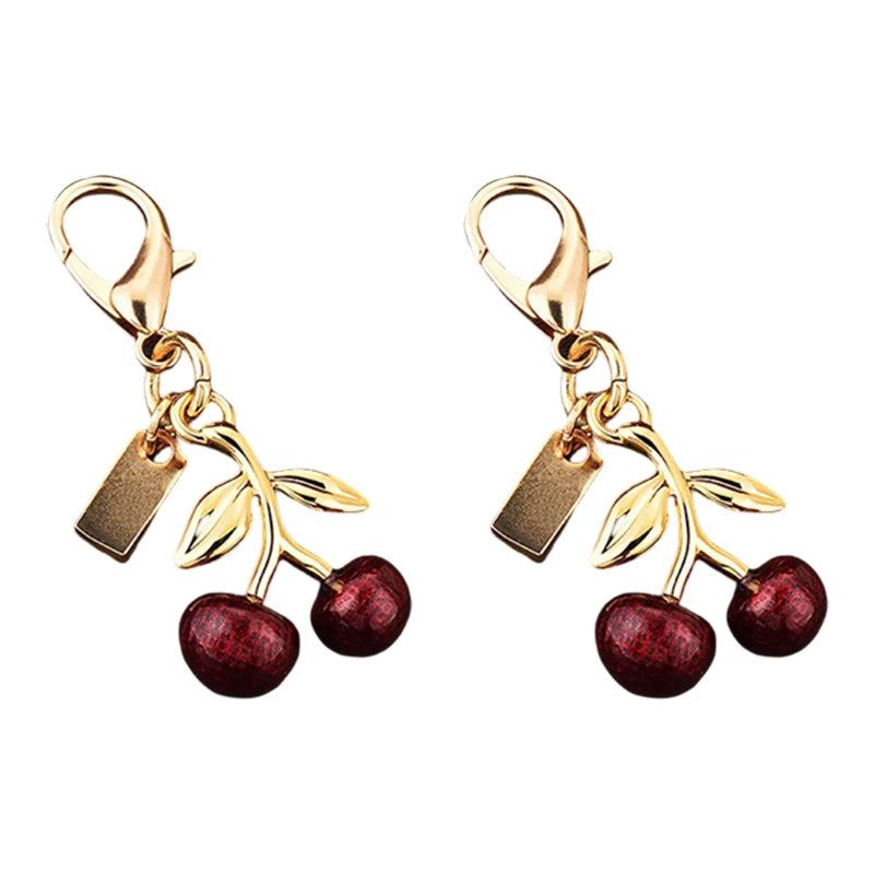 Bear & Cherry Metal Keychain – Gold Keyring for Keys, Bags & Backpacks