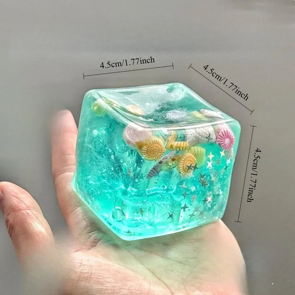 AURELLE Ocean Squishy Stress Ball Cube – Slow-Rising Sensory Fidget Toy