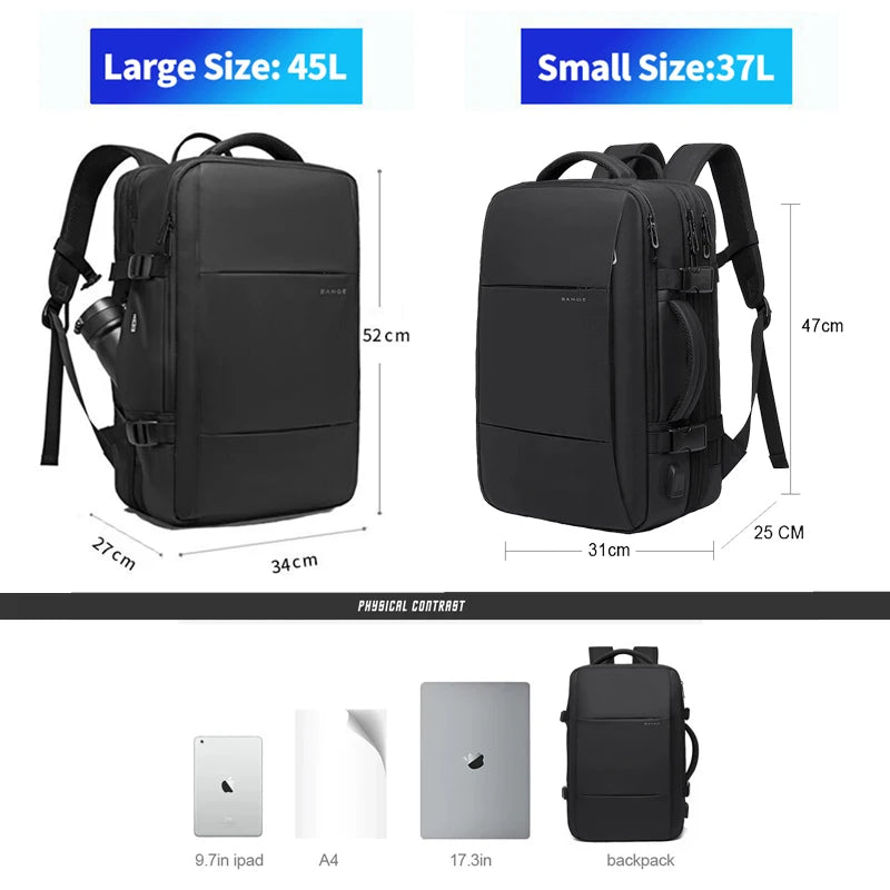 BANGE Expandable Business Travel Backpack – Waterproof 17.3" Laptop Backpack with USB Port