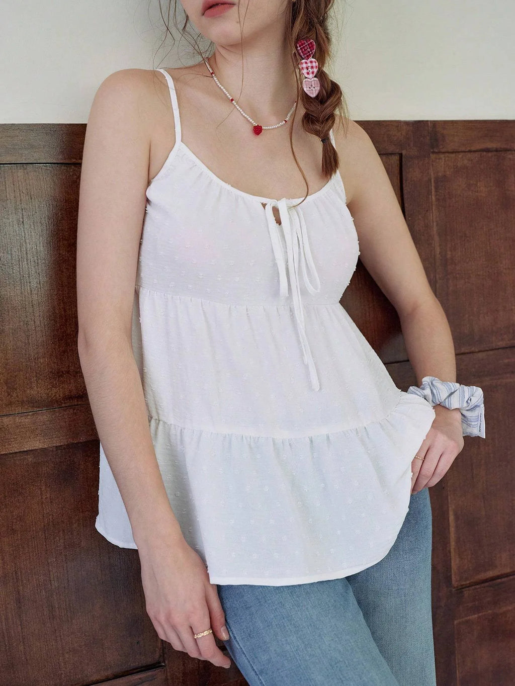 AURELLE Women's Polka Dot Jacquard Camisole – Y2K Chic Summer Tank Top