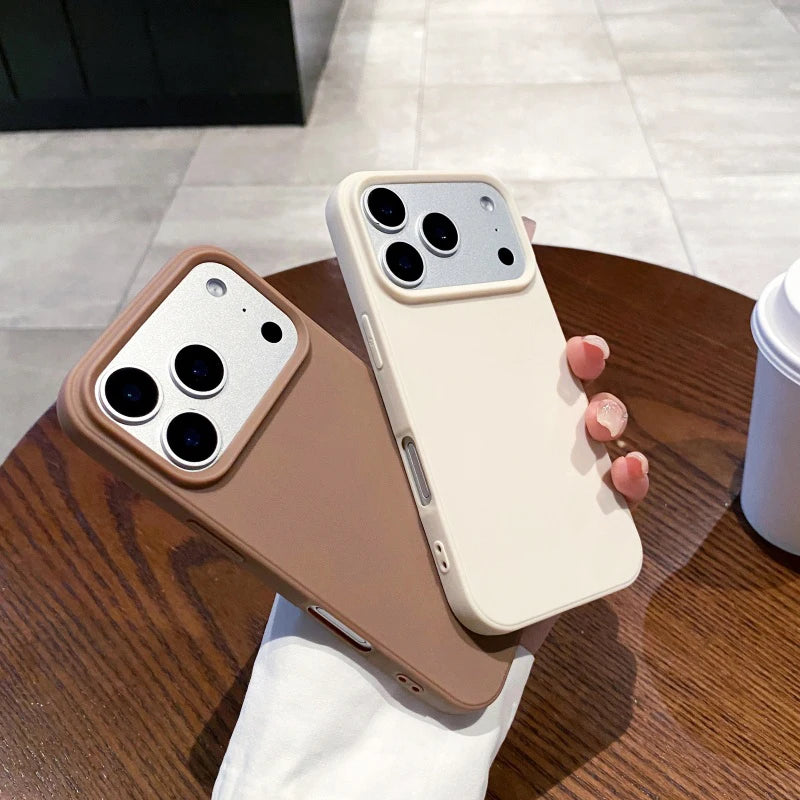 Luxury Matte Silicone Case for iPhone 15–17 Series – Soft-Touch Candy Color Cover with Raised Camera & Screen Protection