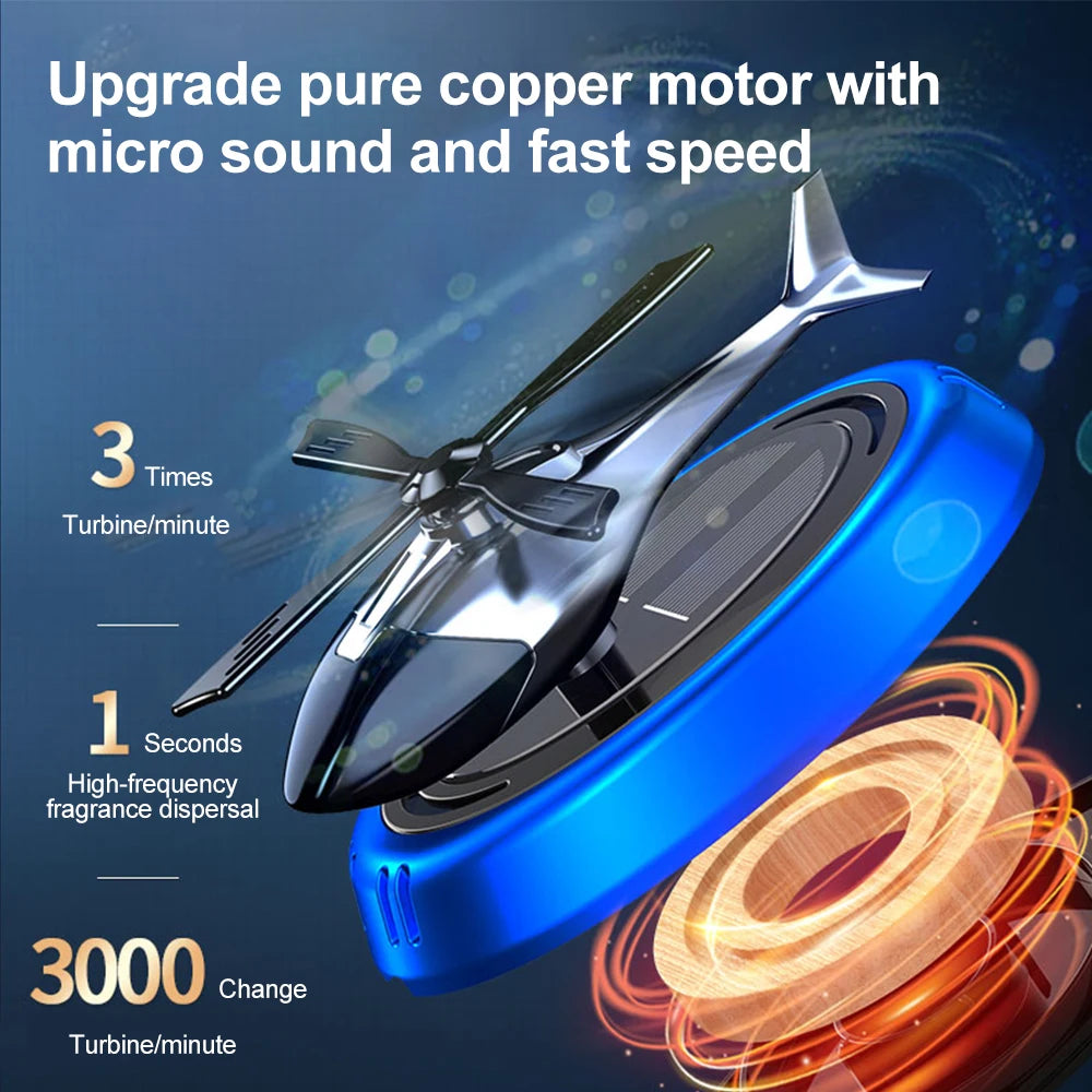 Solar-Powered Rotating Helicopter Car Air Freshener with Aromatherapy Diffuser