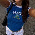 Women’s Y2K Brazil Graphic Crop T-Shirt