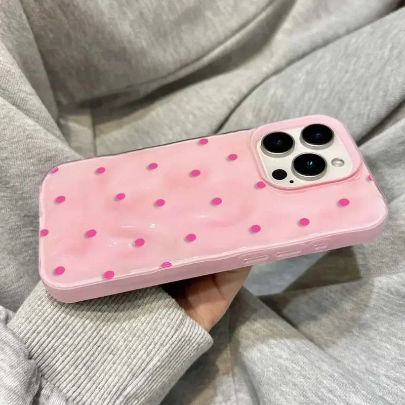 Polka Dot Silicone Phone Case – Shockproof Protective Cover for iPhone