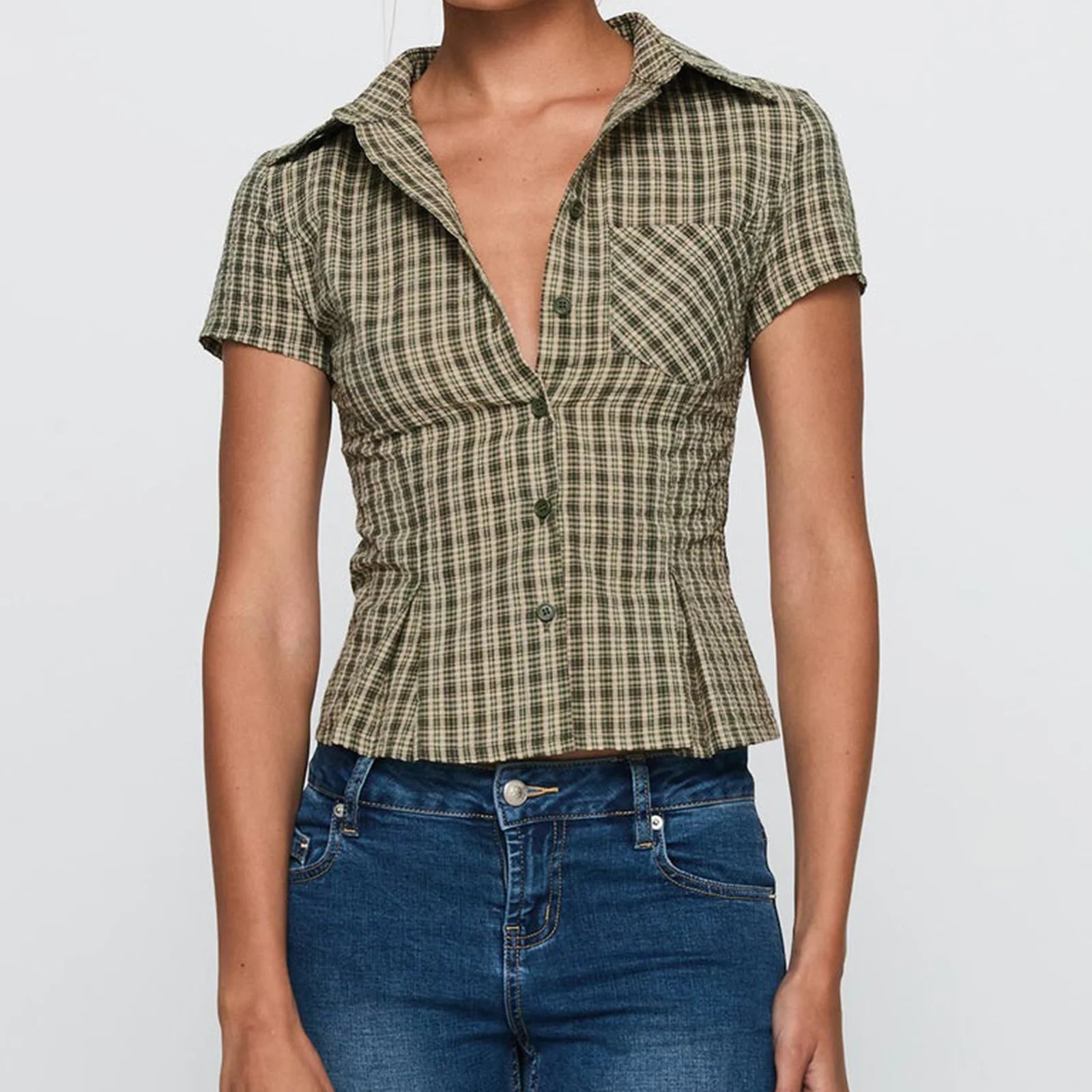 Women’s Y2K Plaid Button-Down Shirt