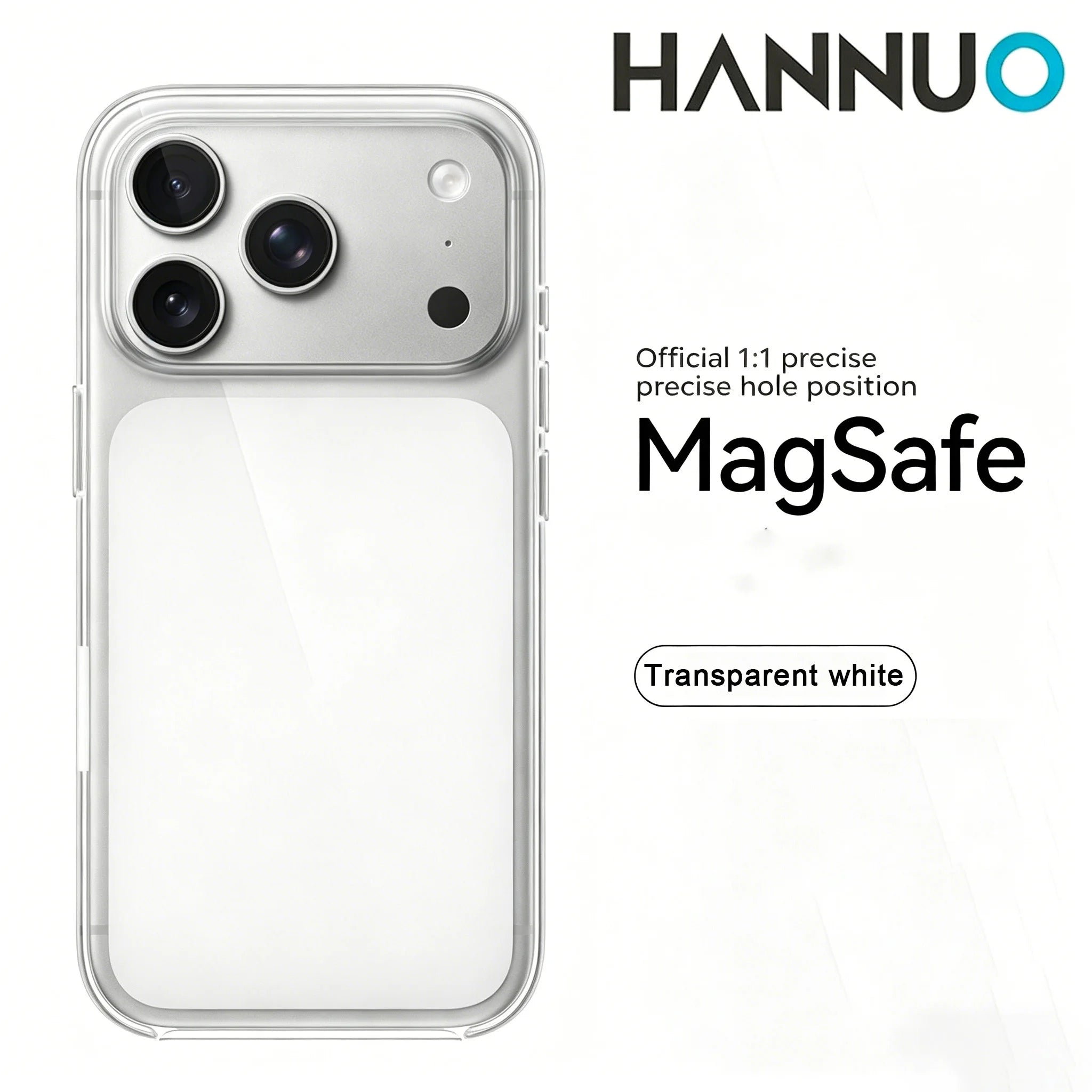 HANNUO Magnetic Clear Phone Case – Shockproof & Wireless Charging Compatible for iPhone