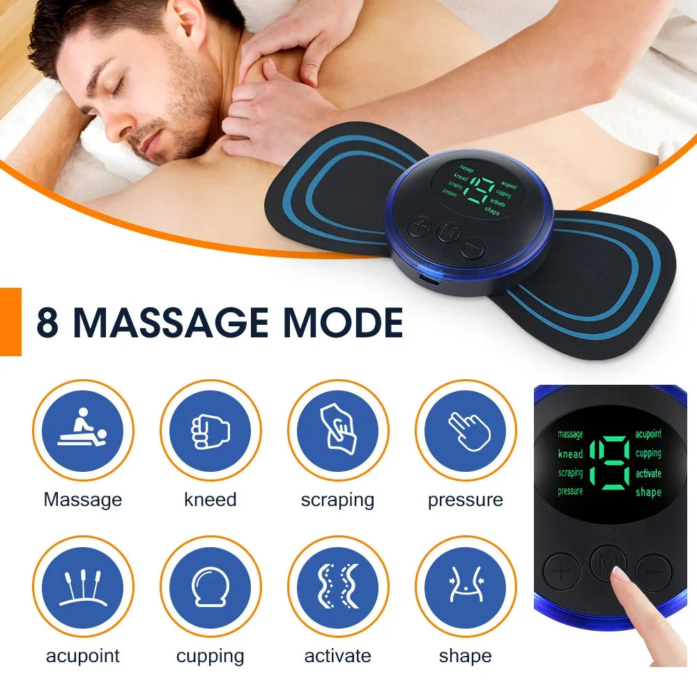 Portable EMS Neck & Body Massager – 8 Modes, 19 Intensity Levels