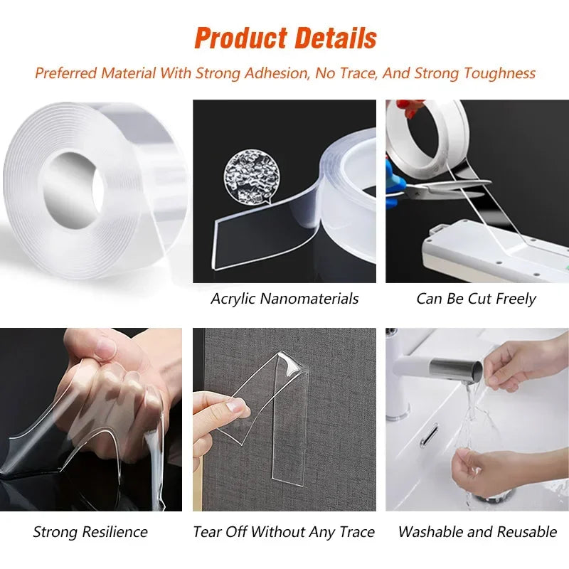 Nano Double-Sided Adhesive Tape – Strong Transparent Acrylic Mounting Tape