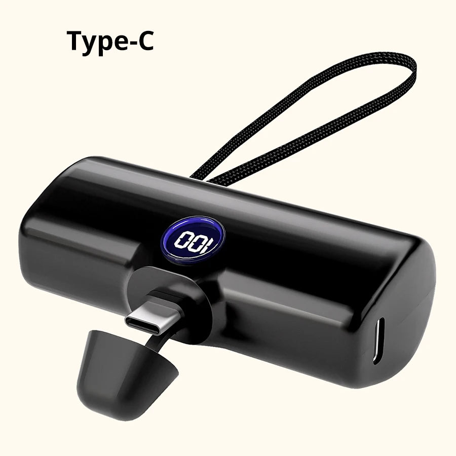 Mini 5000mAh Fast Charging Power Bank | Portable USB-C & Lightning Charger