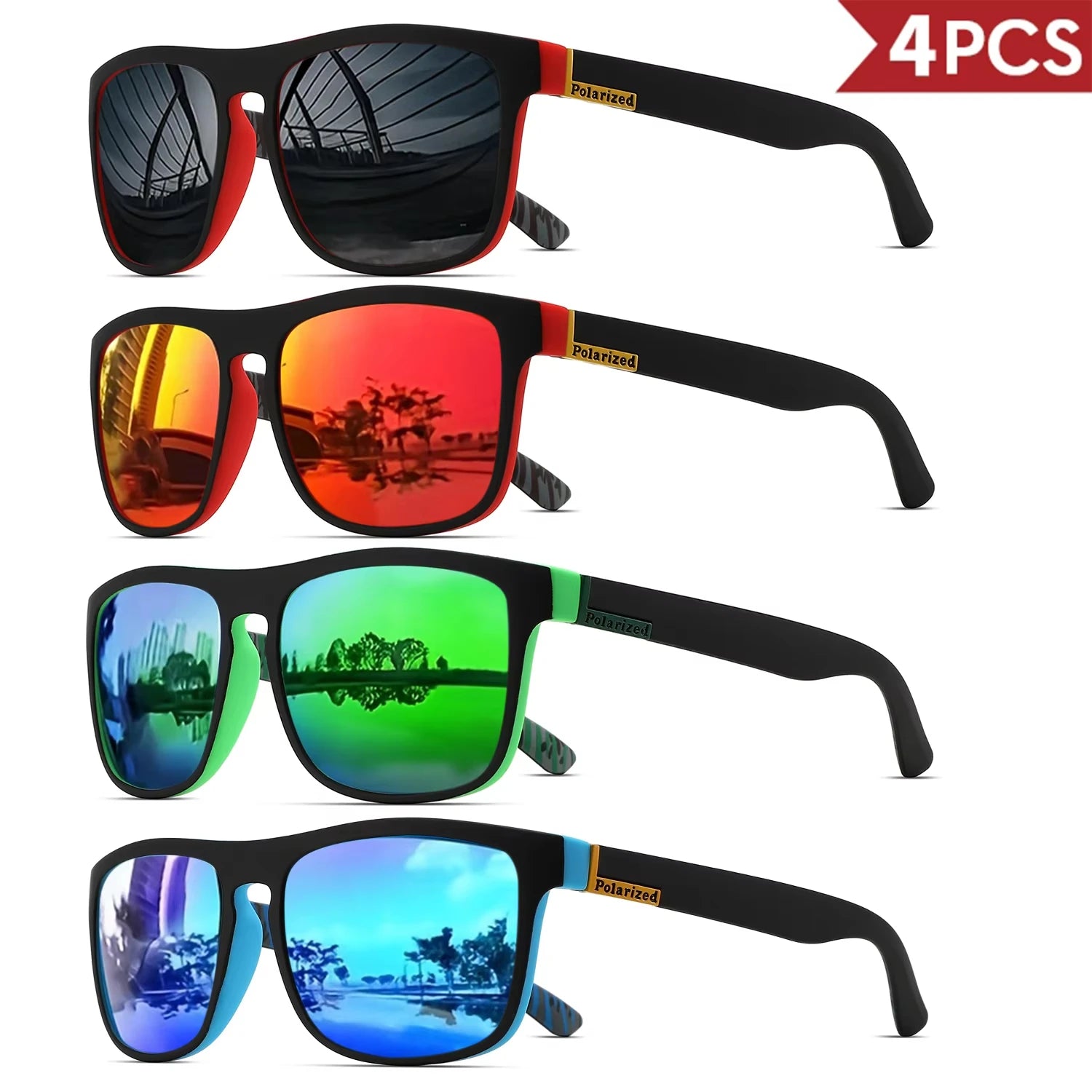 Classic Polarized Square Sunglasses – UV400 Lightweight Sports Eyewear for Driving, Fishing & Cycling