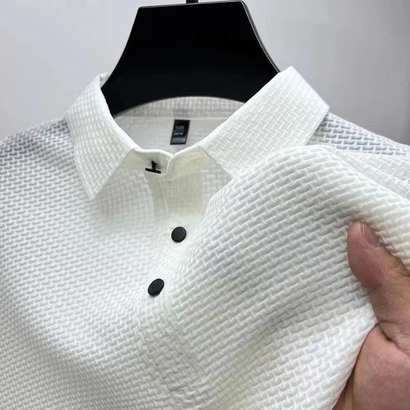 AURELLE Men's Business Casual Polo Shirt – Breathable Stretch Fabric