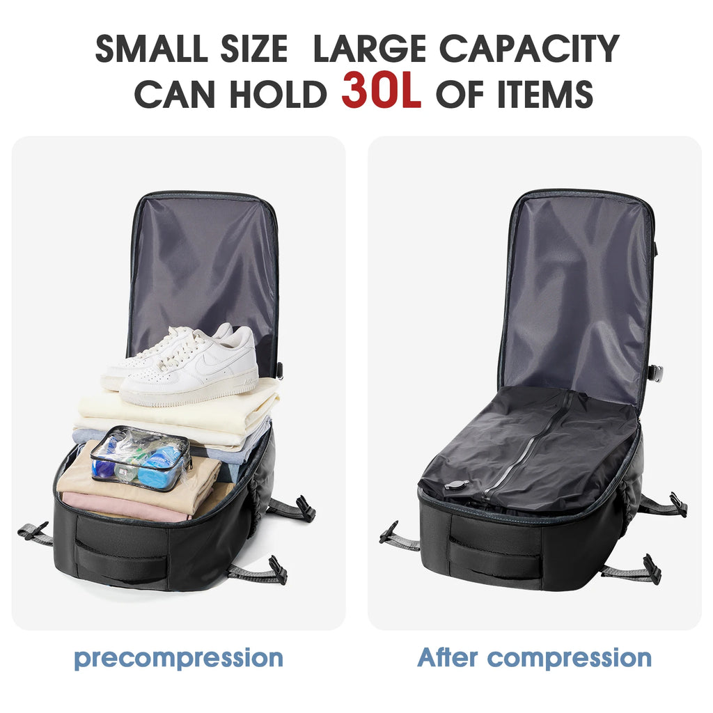 FLCC Vacuum Compression Travel Backpack – Expandable Laptop Backpack with Optional Vacuum Pump