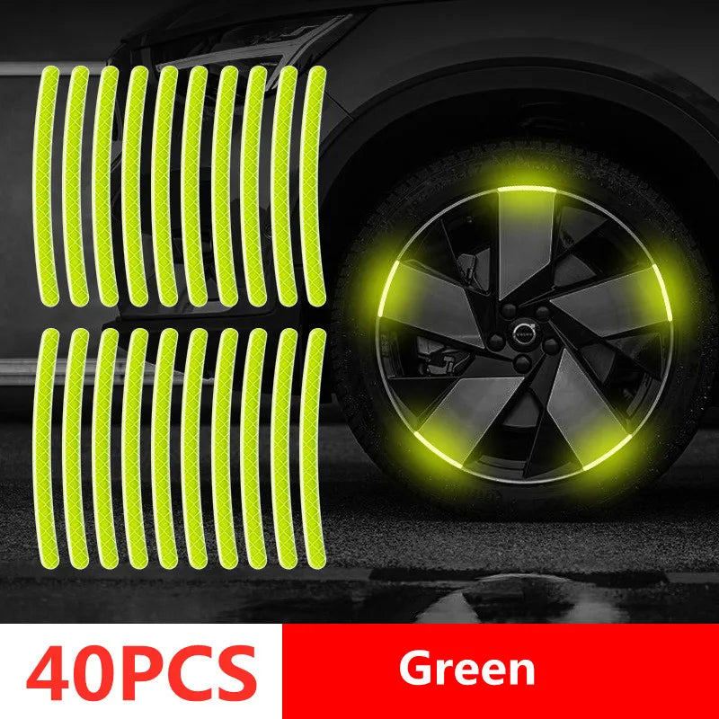 Reflective Car Safety Strips – Wheel Hub & Door Handle Warning Stickers