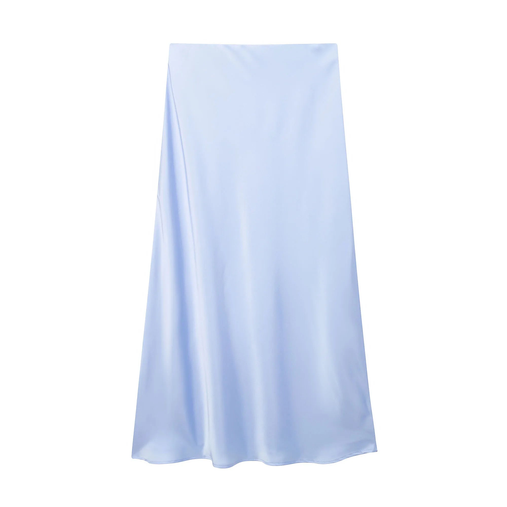 Elegant High-Waist Satin Midi Skirt