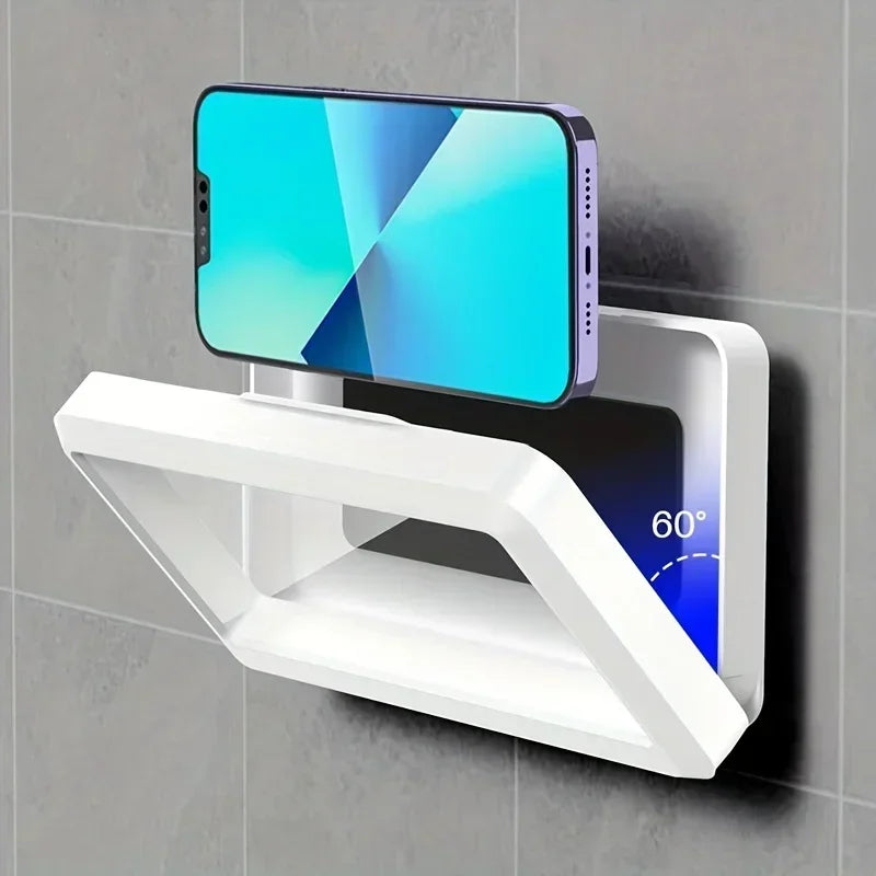 360° Rotating Waterproof Shower Phone Holder – Touch-Friendly Anti-Fog Bathroom Wall Mount