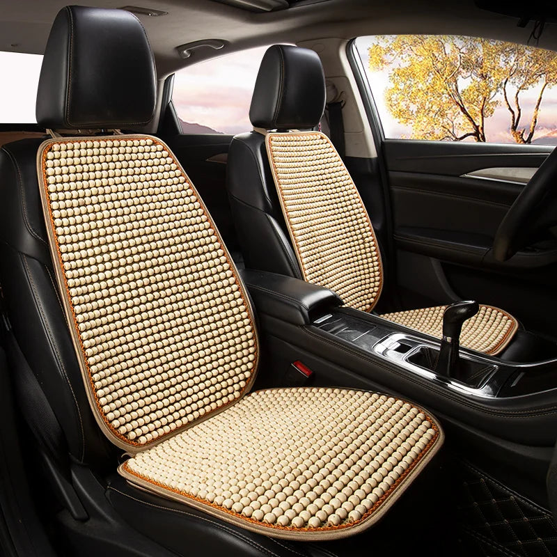 Wooden Bead Car Seat Cushion – Breathable Summer Seat Cover for Cars & SUVs