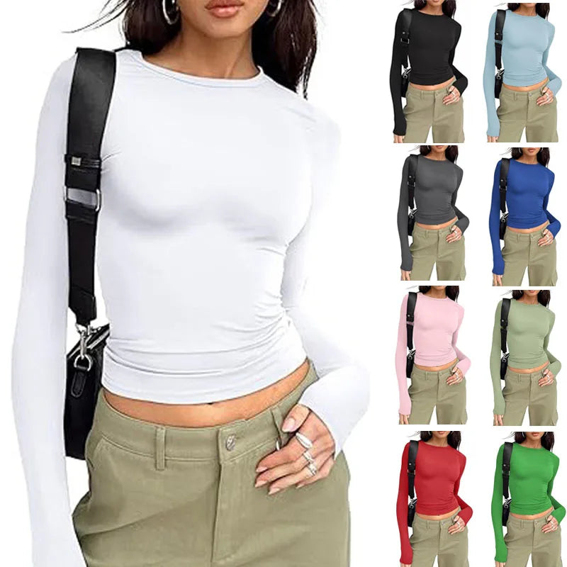 Women’s Long Sleeve Slim Fit Crew Neck Top