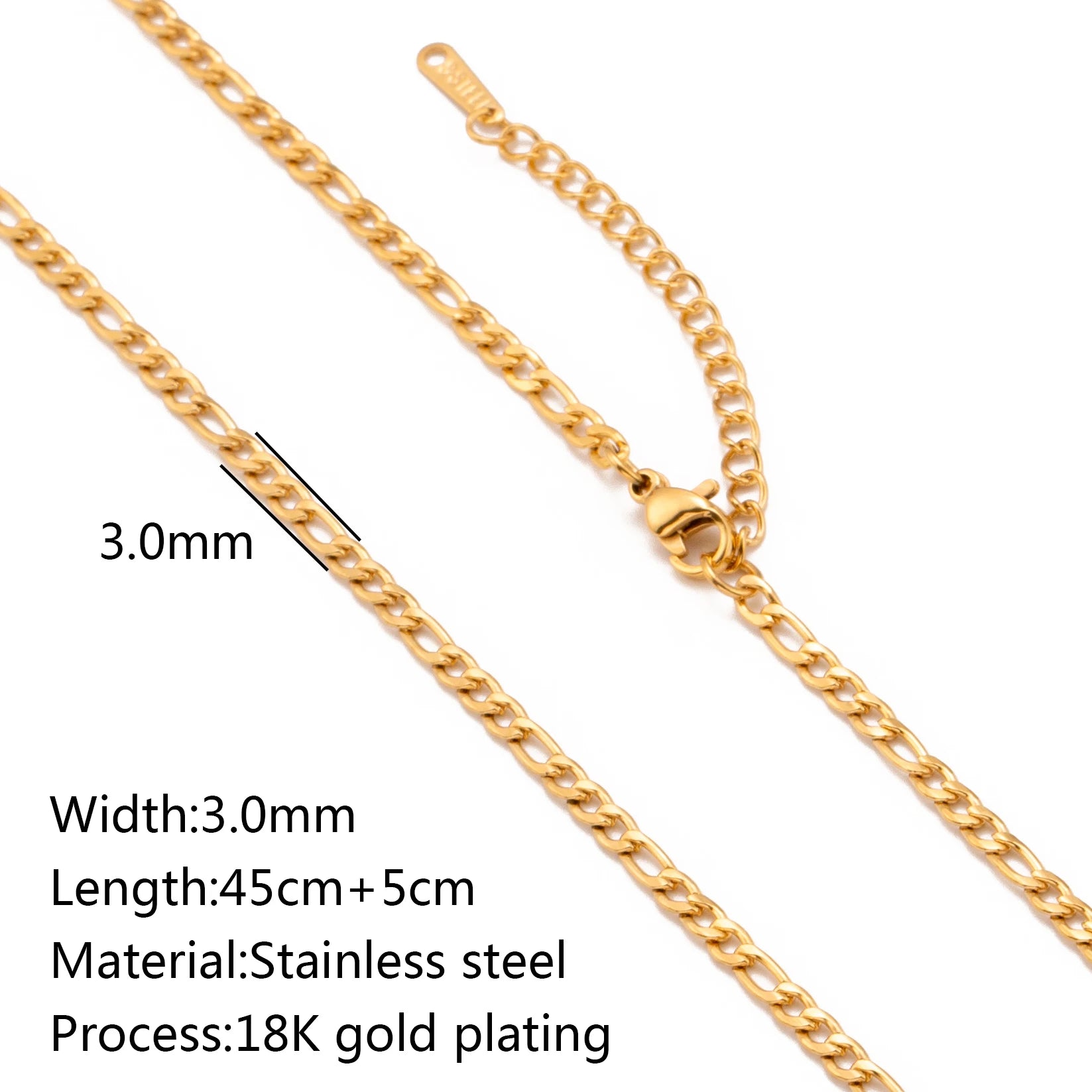 5-Piece 18K Gold PVD Stainless Steel Chain Necklace Set