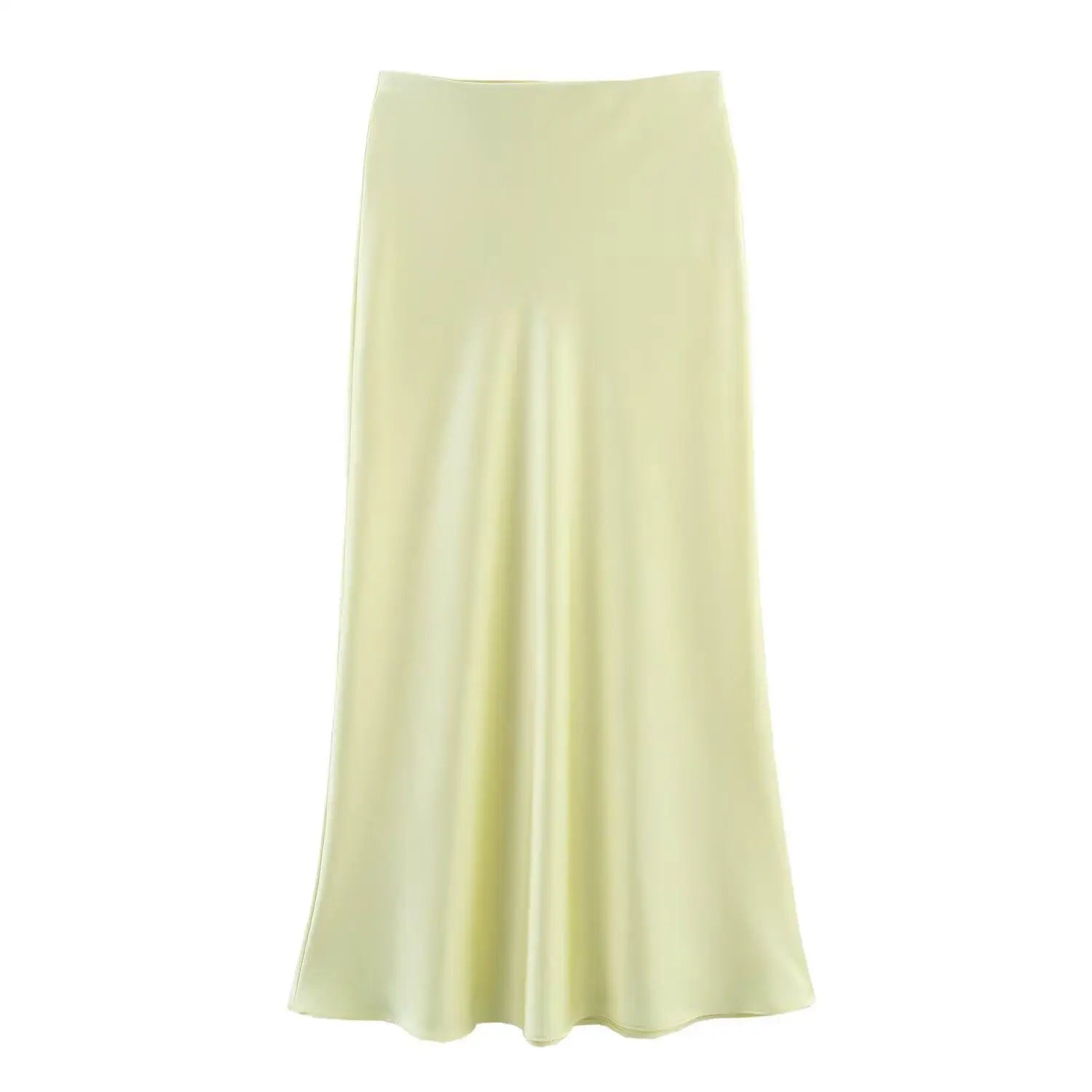 Elegant High-Waist Satin Midi Skirt